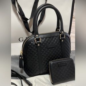 New Gucci Black Guccissima Bag and Wallet